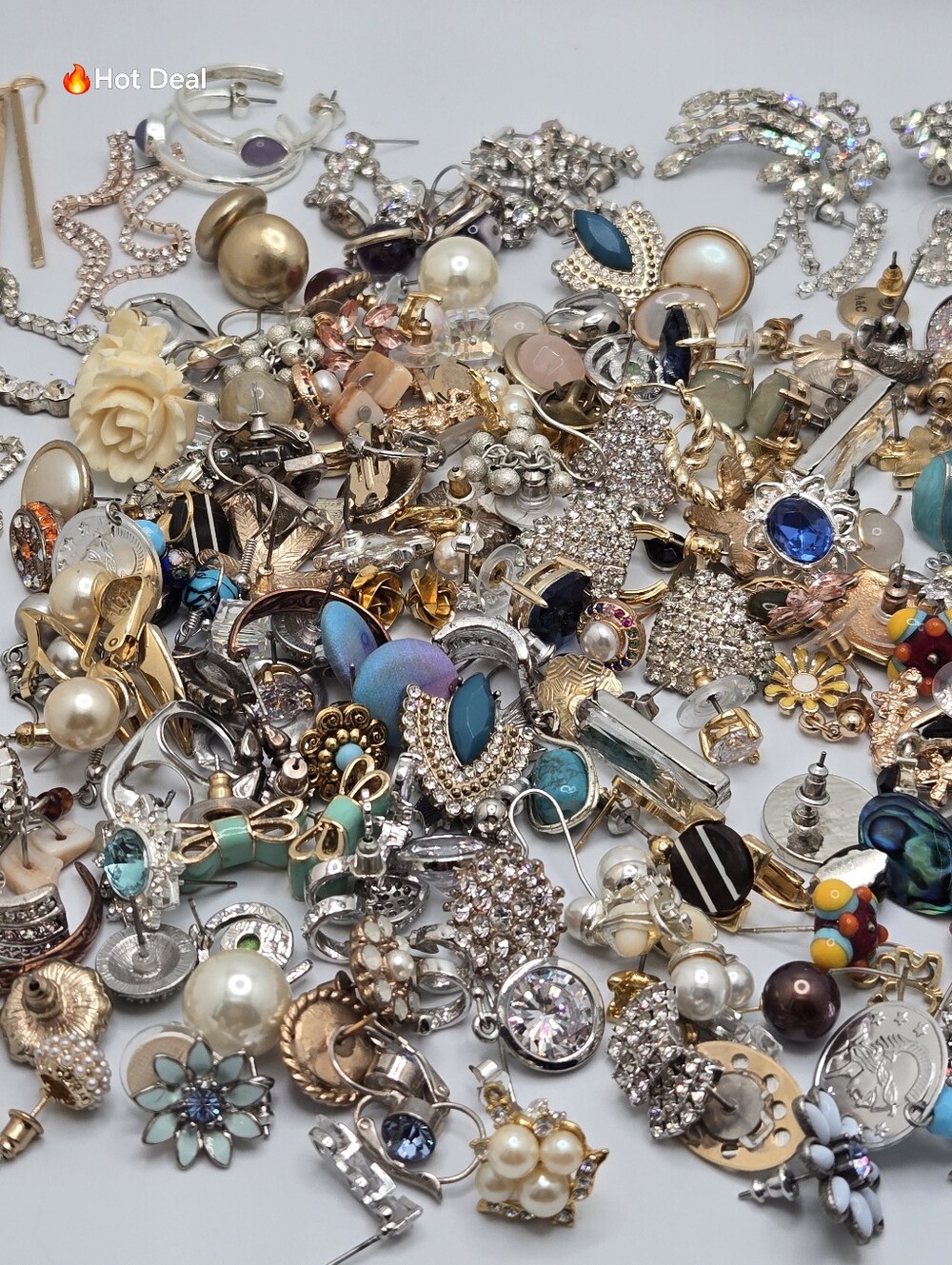 Earring Reseller Lot 1 LB Rhinestone Mixed Materials Costume Jewelry Bulk